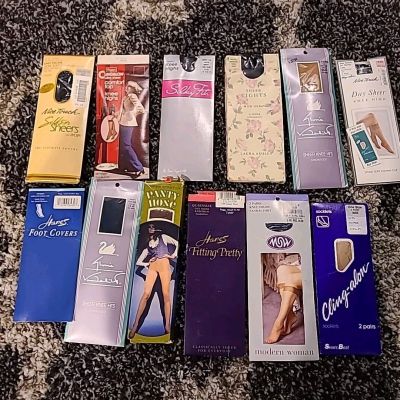 Over 20 Pair Knee High Pantyhose Nylon Double Layer Band Premium Stretch Nylon